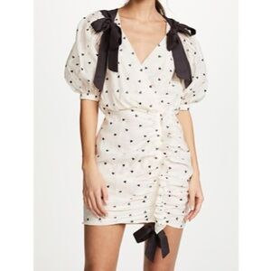 Sweetheart dress ivory embroidered black hearts